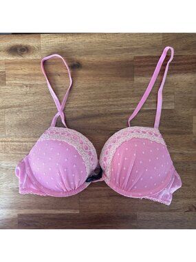 Victoria's Secret Sexy Little Things Pink Push Up Bra‎ 34B Lace Coquette Y2K